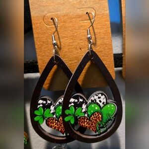 St. Patty's Cheetah Cow Print Fish Hook Earrings